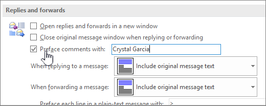 Preface comments with- New outlook app - Microsoft Q&A