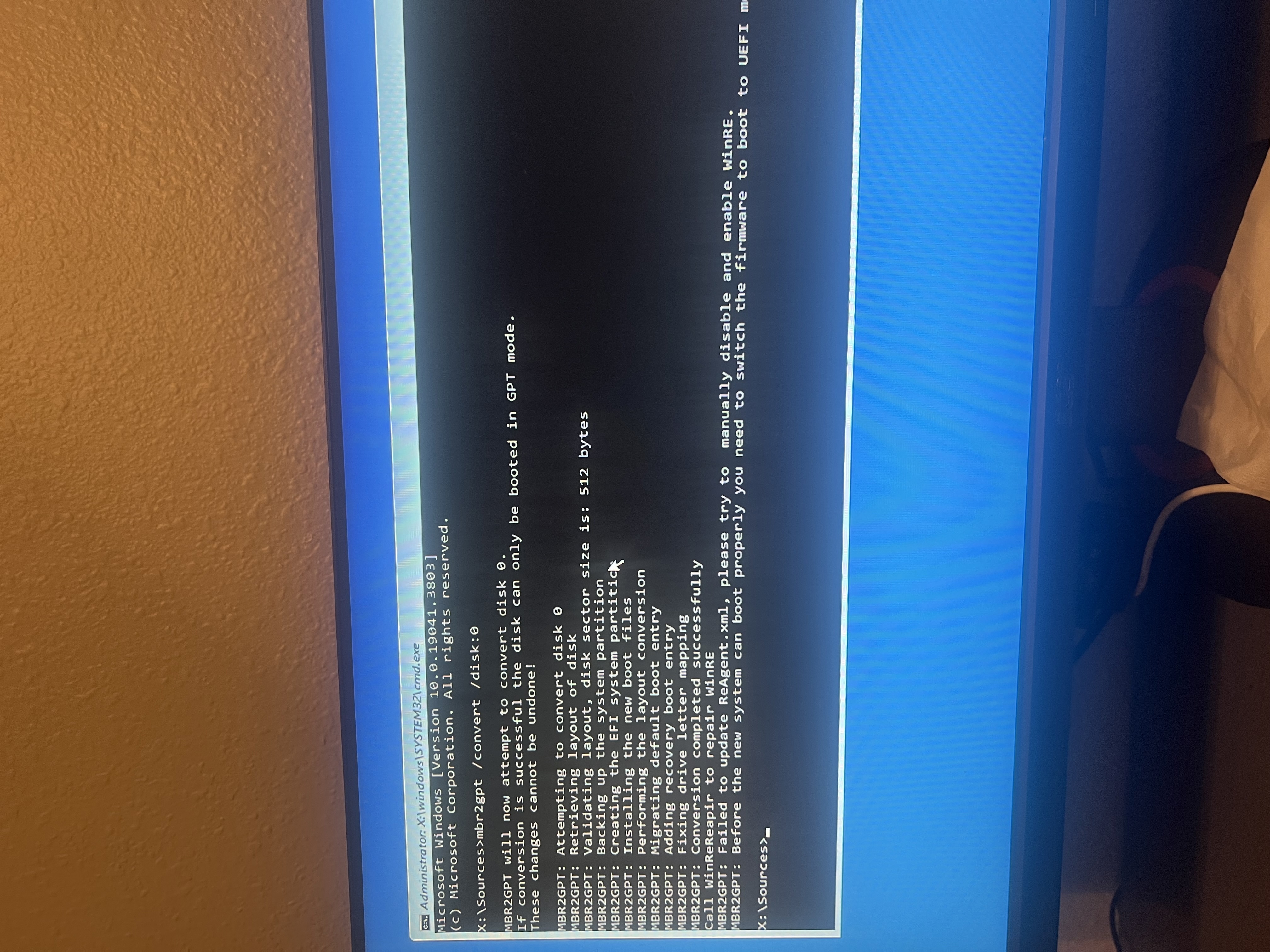 Cannot find the solution to "Cannot find room for the EFI system ...