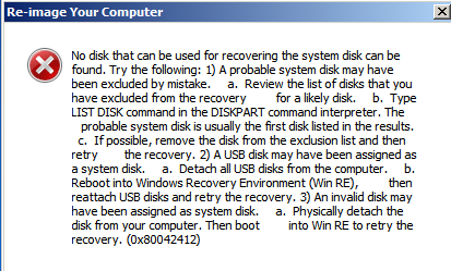 System Image Restore Failed | Error details: Element not found ...