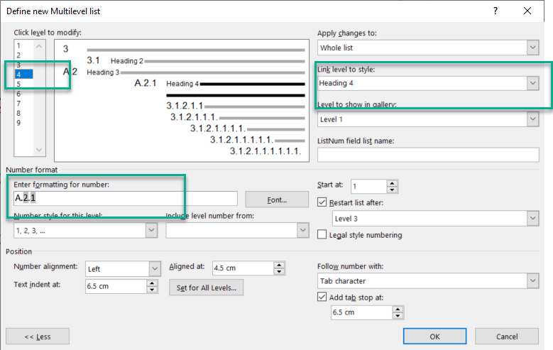Multilevel List Style; Unable to get Number Format and Heading Format ...