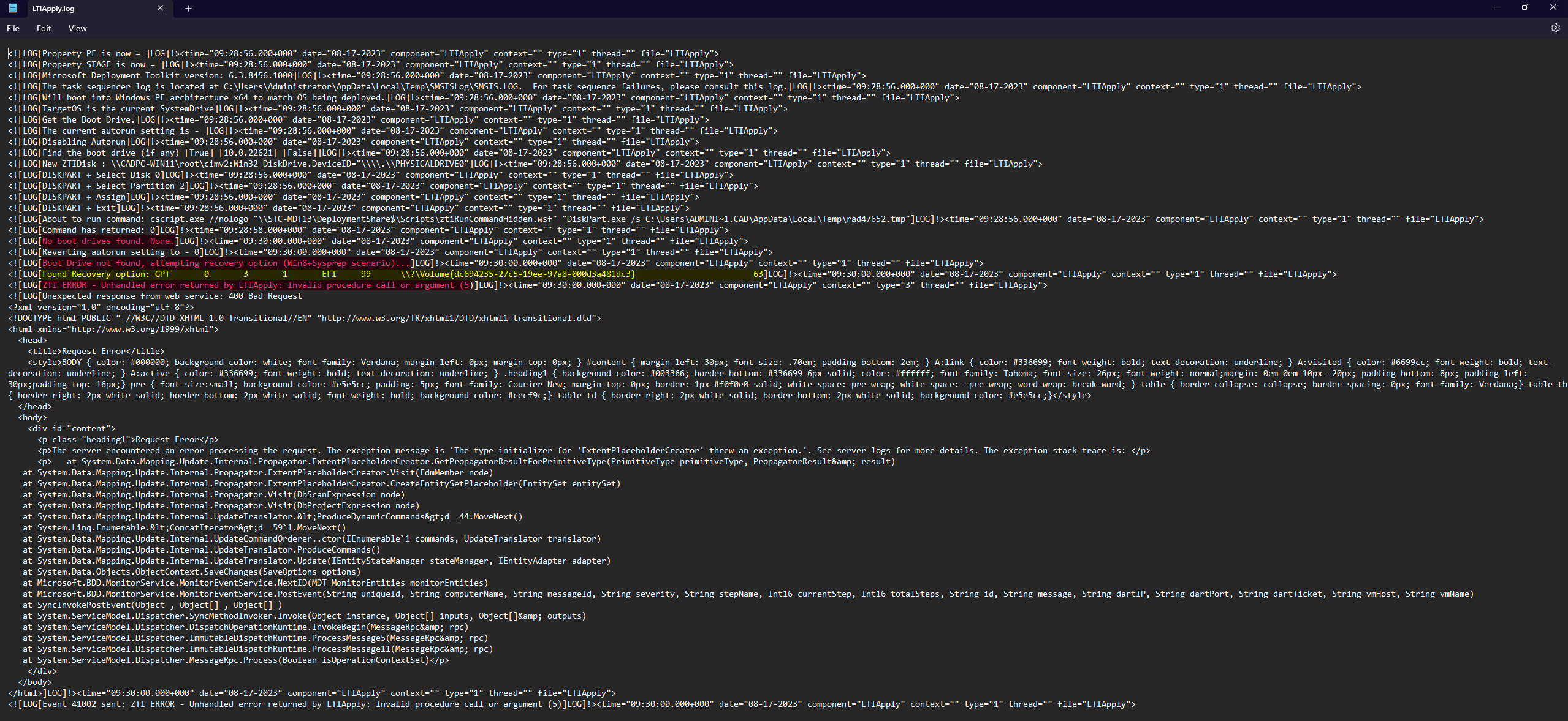 Try to deploy bat script in MDT Task sequence but fail with popup error  dirty environment found - Microsoft Q&A