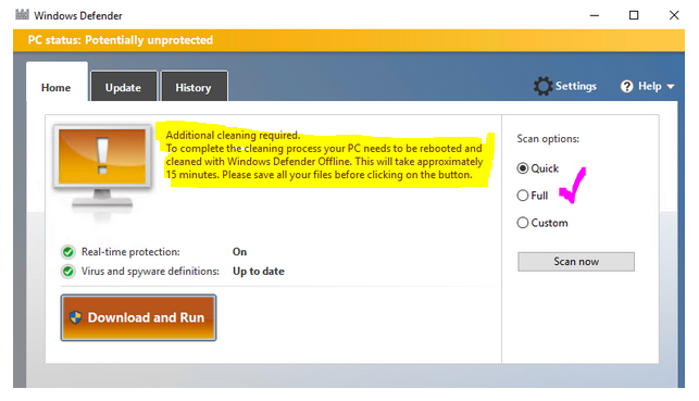 Full Scan Defender Off Line for Windows 10 Version 1607 for x64-based ...
