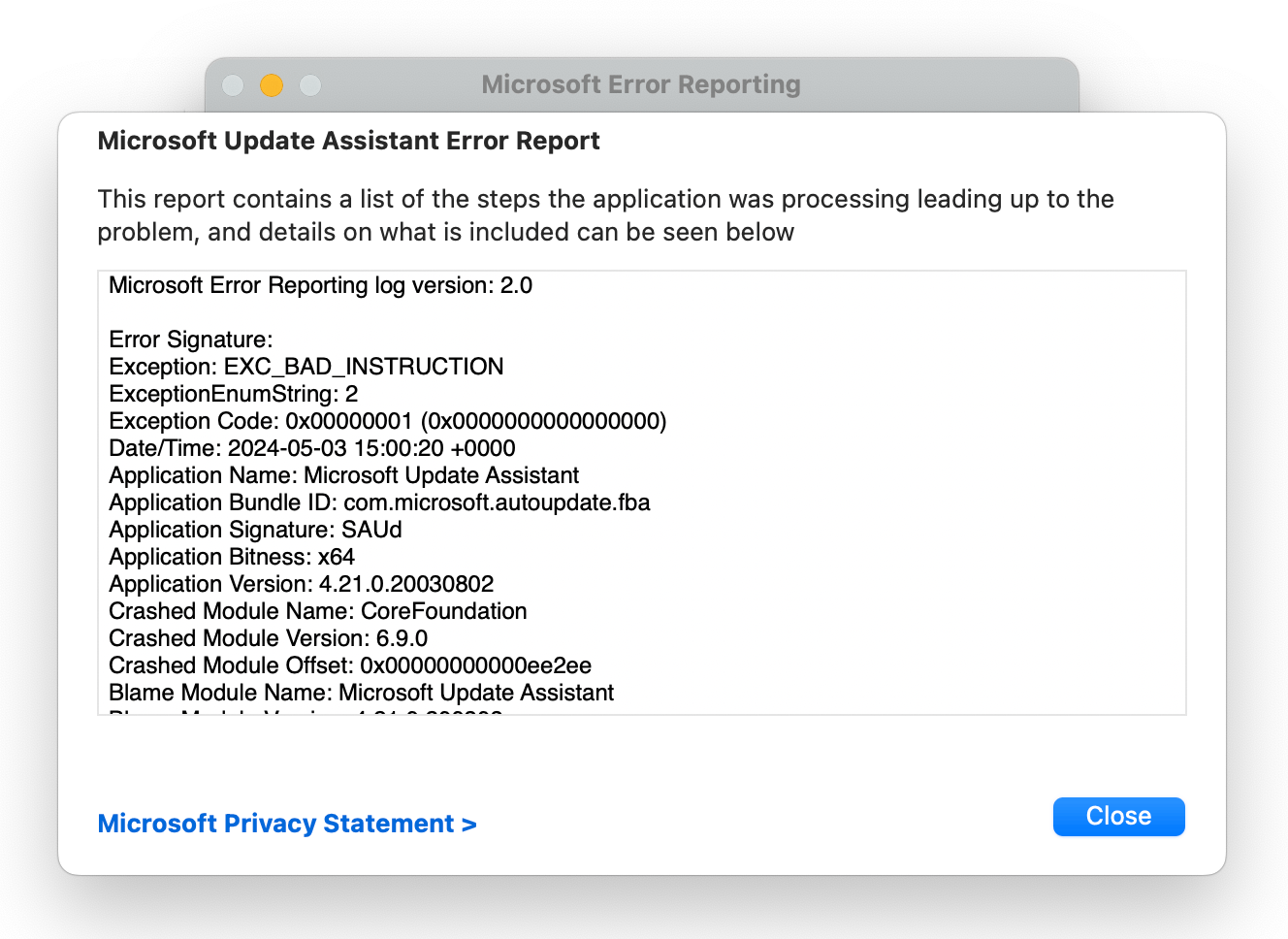 Microsoft Error Reportingについて - Microsoft Q&A