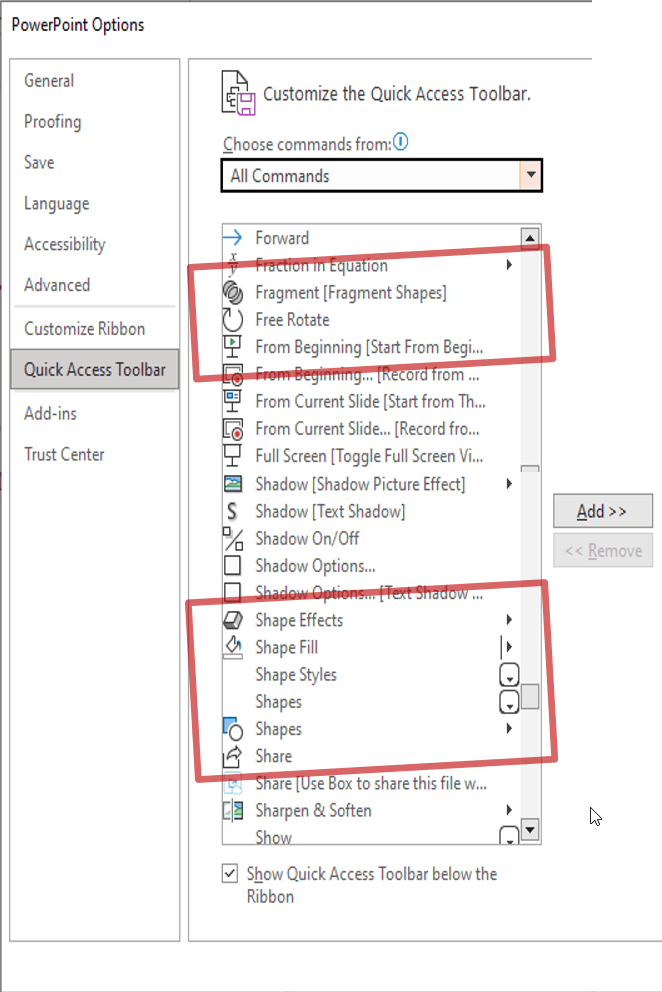Quick access toolbar: looking to add a single command from a command ...