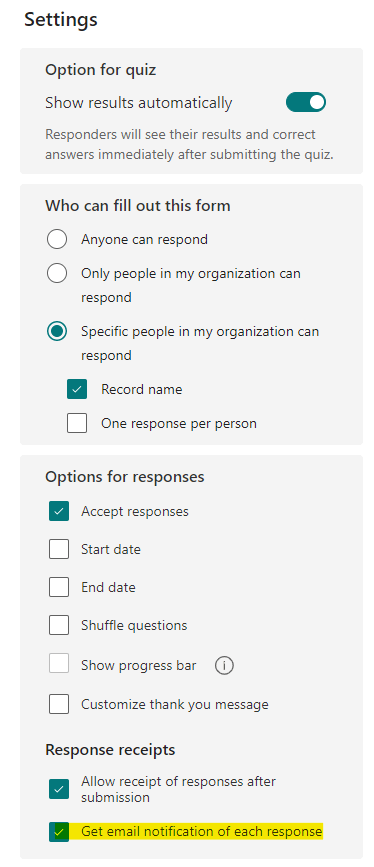 Forms notifications? - Microsoft Q&A