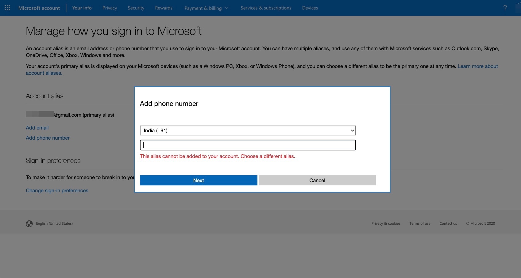 Adding phone number while redeeming points giving error: 