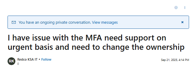 I have issue with the MFA need support on urgent basis and need to ...