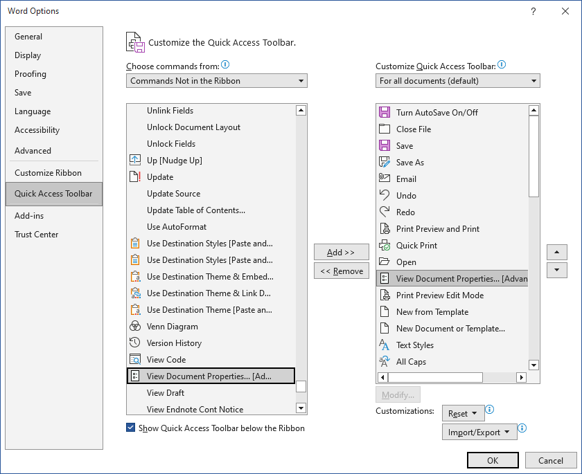 access Advanced Properties via ribbon - Microsoft Q&A