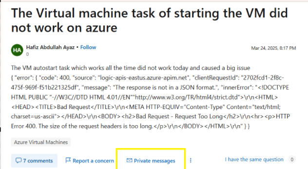 The Virtual machine task of starting the VM did not work on azure ...