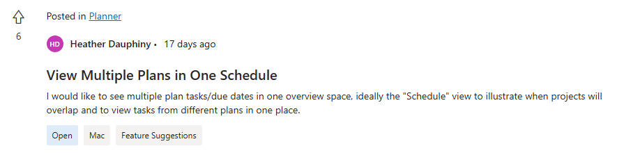 Can I still use Schedule view for multiple plans in Planner ...