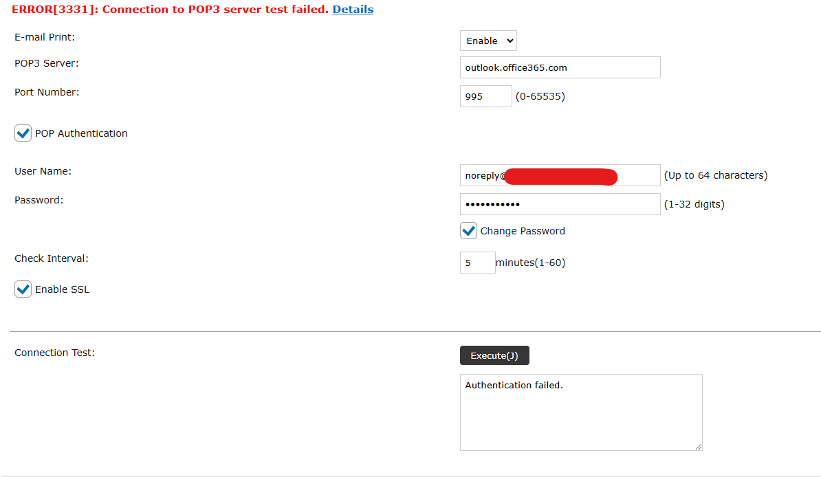 server authentication fail pop3 - Microsoft Q&A