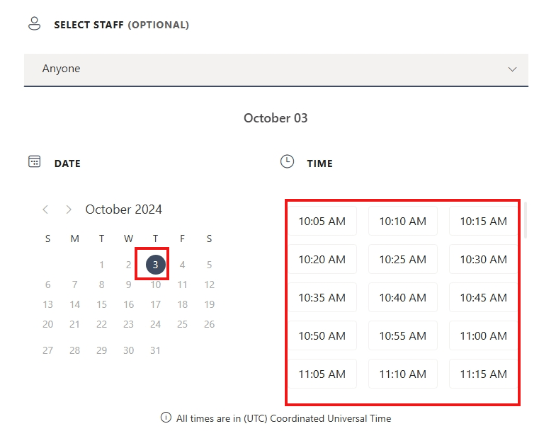 Problem with setting lead time for the service, Microsoft Bookings ...