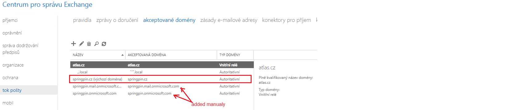 Accepted domains-Exchange2013