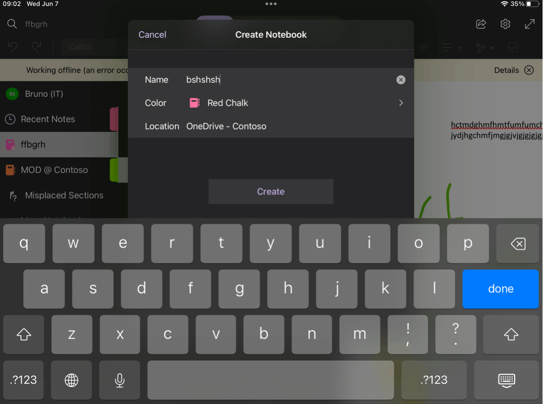 No Keyboard to Create Notebook in OneNote on IPad 8th Generation ...