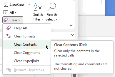 How do I clear data without removing the formatting? - Microsoft Q&A