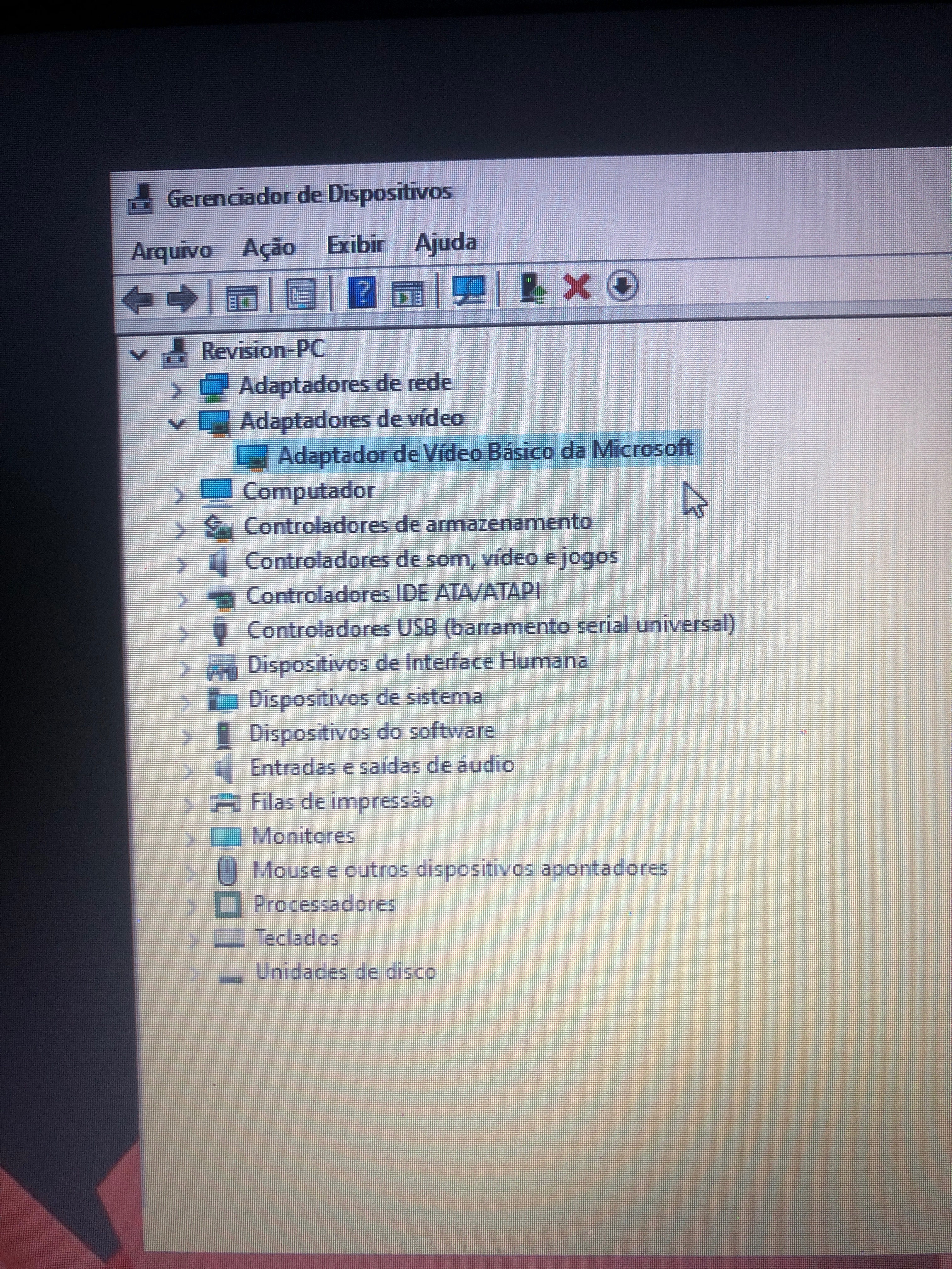 Adaptador de Vídeo Básico da Microsoft aparece isso é n reconhece a ...