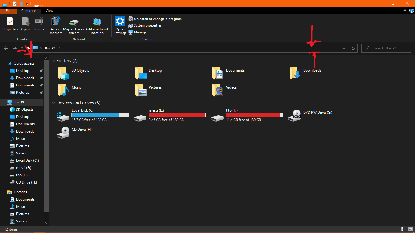windows 10 pro 64 bit address bar file explorer - Microsoft Q&A