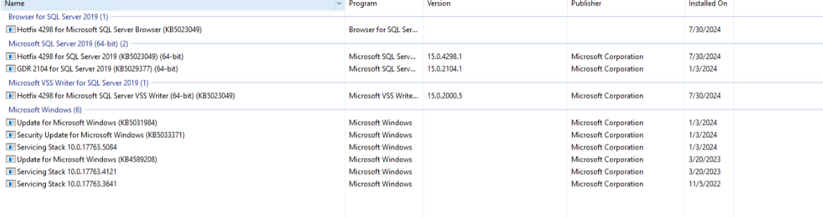 1.installed updates