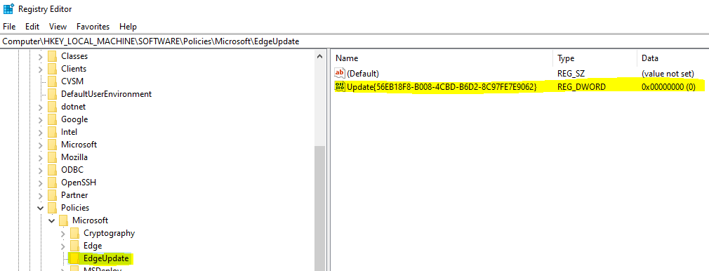 registry key-edgeupdate