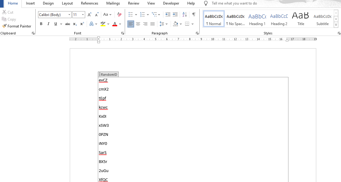 How to generate a random 4-character alphanumeric string in Word ...