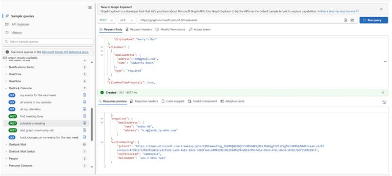 Unable to schedule meeting on Microsoft teams using Microsoft graph api ...