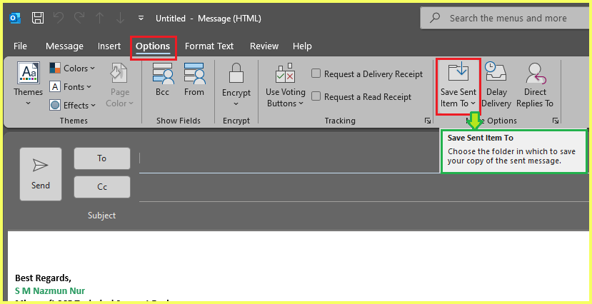 Move to folder function before sending an email - Microsoft Q&A