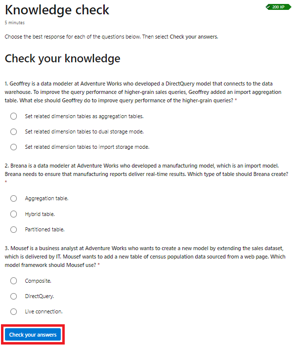 Can´t submint knowledge check - Microsoft Q&A