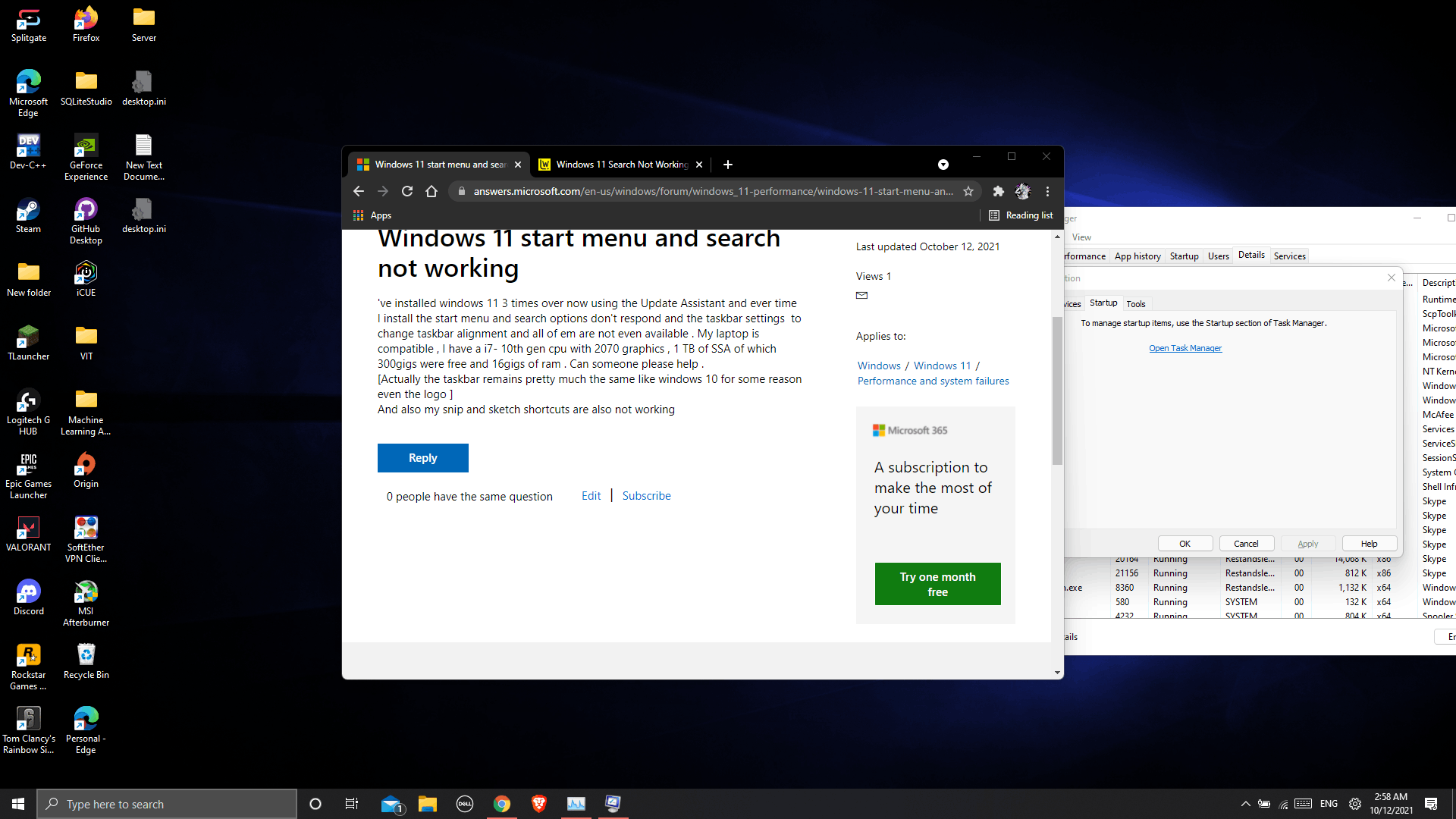 Windows 11 start menu and search not working - Microsoft Q&A
