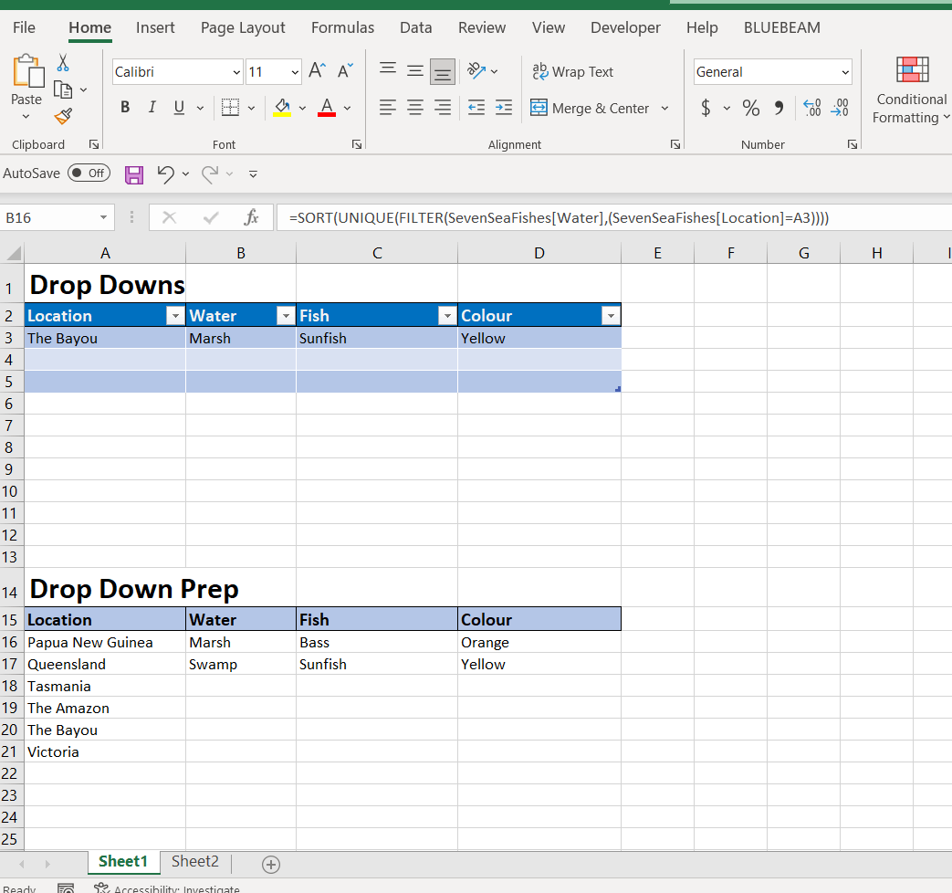 Is it possible to create a drop down list using formulas and data ...