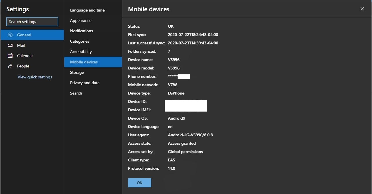 Old mobile device listed in the general settings - Microsoft Q&A
