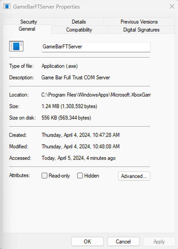 Two .exe files have the created date as yesterday - Microsoft Q&A