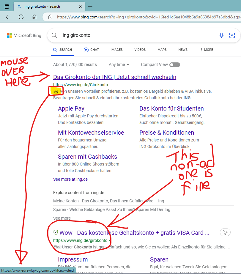 What's with the weird mouseover URLs in Bing search results ...