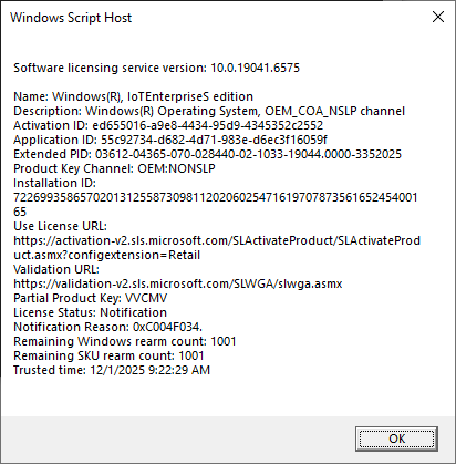 TEMP - Screenshot of slmgr dlv