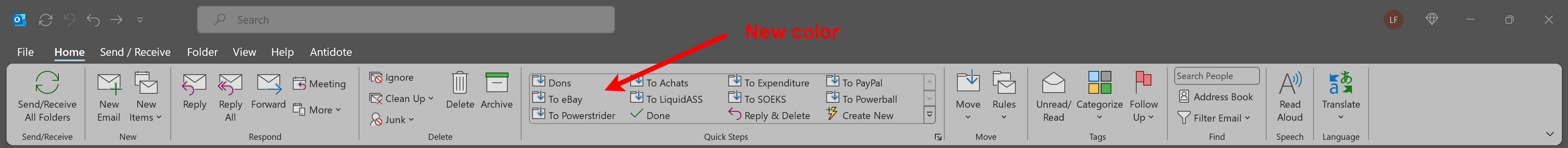 Outlook classic ribbon has changed to light grey. How to change it back ...