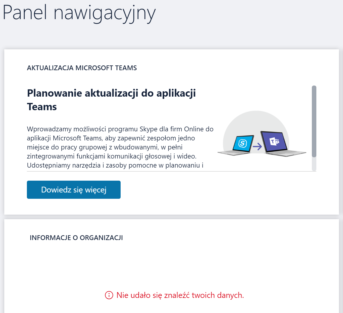 MS Teams Admin Center cannot retrieve organization data - Microsoft Q&A