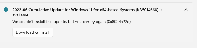 Windows 11 June 2022 optional update won't install. - Microsoft Q&A