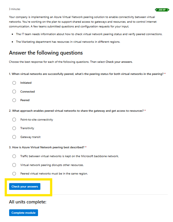 Check your answers button not present - Microsoft Q&A