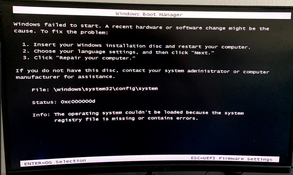 Windows failed to install - Microsoft Q&A