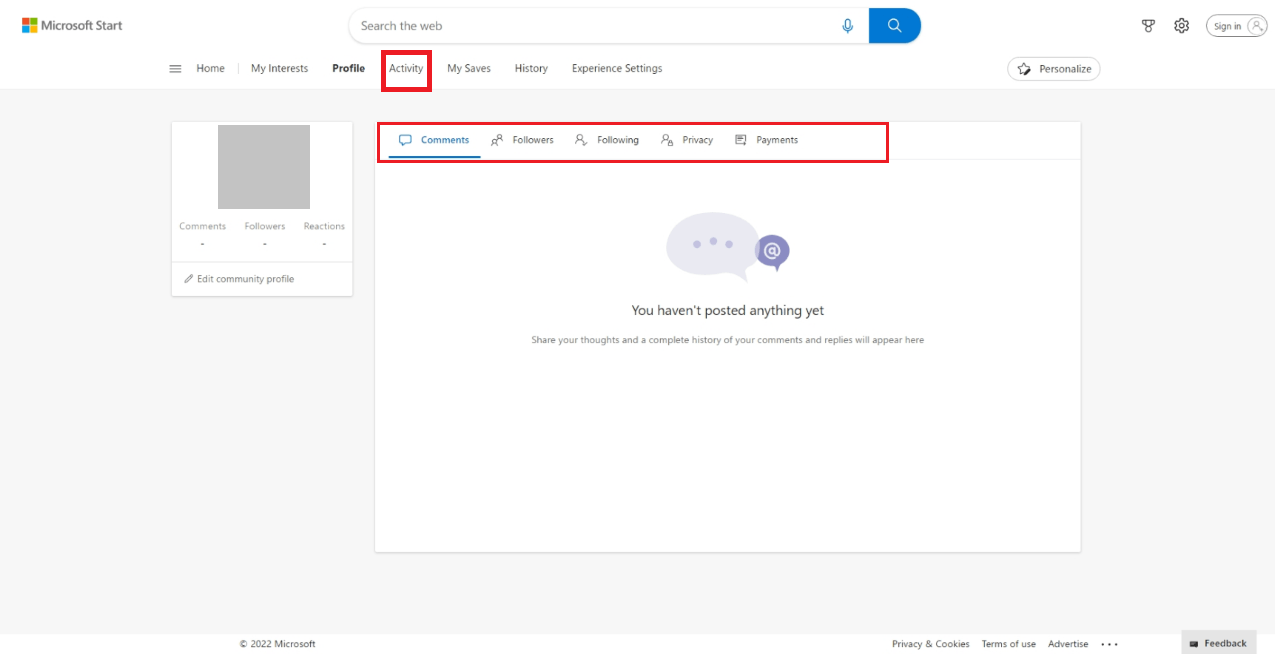 Why has the activity part of my MSN profile disappeared? - Microsoft Q&A