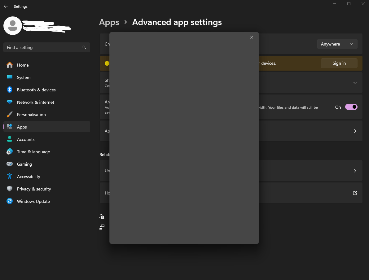 Every time I try to sign into an app my Microsoft login just closes ...