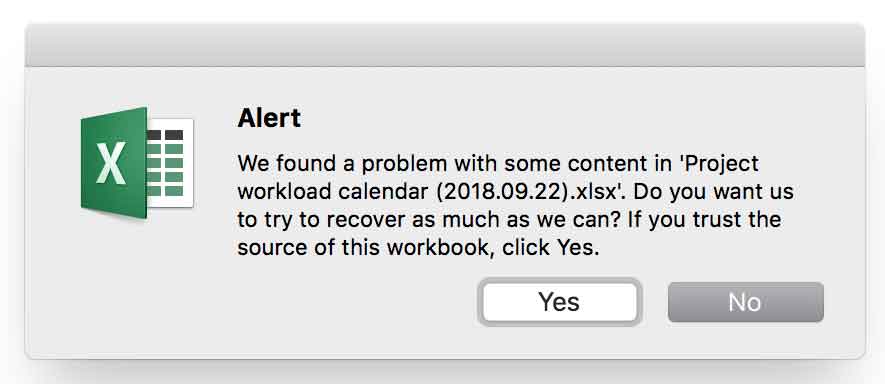 Excel for Mac frequently asks to "repair" files on open - Microsoft Q&A