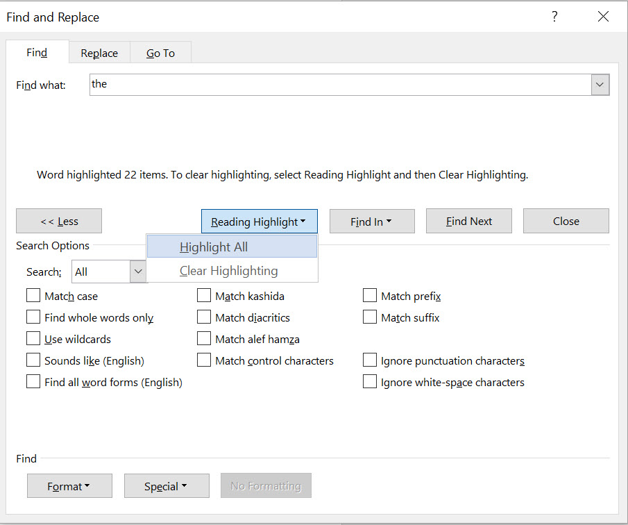 Better display of words found using CTRL F - Microsoft Q&A